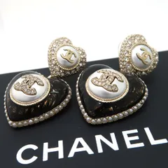 CHANEL ピアス AB9394 ハート B22 B ココマーク フェイクパール ラインストーン 美品 箱付 シャネル ◆送料込◆質屋-9671
