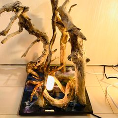 黄昏の橋　流木アート　インテリア　LED間接照明