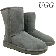 【ほぼ未使用】UGG アグ Classic ShortⅡ クラシックショート グレー 22cm　革靴 ブーツ ムートンブーツ  カジュアル 本革 本皮 レディース