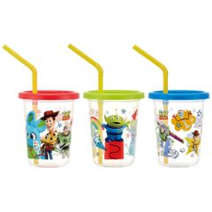 ☆ 토이 스토리 21 ☆ 빨대가있는 텀블러 3 개 230ml SIH2ST 플라스틱 컵 세트 어린이 키즈 캐릭터 빨대가있는 텀블러 뚜껑이있는 프라컵 디즈니 프린세스 카즈 미니언 스누피 SNOOPY