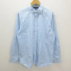 Z■トミーヒルフィガー/TOMMY HILFIGER SLIM FITギンガムチェック長袖シャツ■白/水色【メンズM~L】MENS/19【中古】