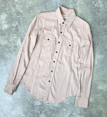 SAINT LAURENT PARIS サンローランパリ ダメージ加工 ウエスタンシャツ フリンジ デニム くすみ ピンク  Sサイズ