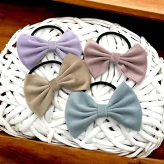 ヘアゴム リボン ベロア 1個 冬 大きめ ハンドメイド 手芸 プレゼント ヘアアレンジ ヘアアクセサリー h-1548