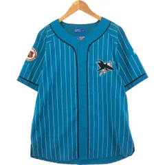 古着 スターター Starter NHL SAN JOSE SHARKS サンノゼシャークス ストライプ柄 ゲームシャツ メンズL相当/eaa564125のサムネイル