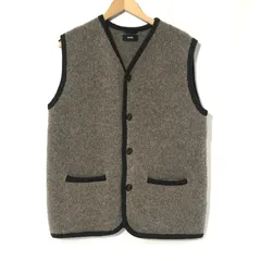 SHIPS チロリアンニットベスト ブークレー糸 古着 無地 カジュアル メンズ Lサイズ ベージュ シップス アウター A12593◆