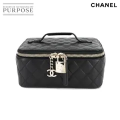 新品同様 シャネル CHANEL マトラッセ バニティ ハンド バッグ ジュエリー ケース ラムスキン ブラック シルバー 金具 Vanity 90290941