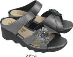 サンダル レディース ミュール 日本製 ウエッジ ヒール ソール ぺたんこ フラット 痛くない やわらかい 軽い 夏 nc92018 スチール L（23.5～24.0cm）