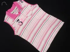 adidas アディダス ストライプ ハーフボタン ノースリーブ カットソー sizeL/白ｘピンク ■◆ レディース