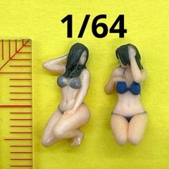 1/64 フィギュア2体　完成品　ミニチュア　ミニカーに　ジオラマ　３D　リアルフィギュア　ミニチュアイメージ