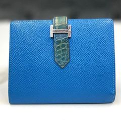 美品 HERMES エルメス ベアンミニ Y刻印 ウォレット 財布 ブルージーン