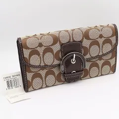 良品 コーチ 3つ折れ長財布 F45630 カードポケット×12ライトブラウン系 KYM