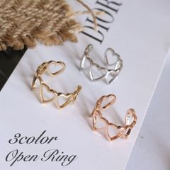 【送料無料】オープンリング 指輪 レディース 女性 アクセサリー 幅広 ハート シンプル ゴールドカラー シルバーカラー お洒落 カジュアル 可愛い お出かけ 普