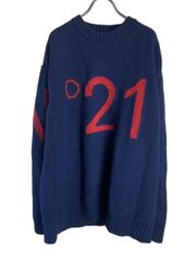 【中古】N°21(numero ventuno) ヌメロ ヴェントゥーノ ビッグブランドロゴ　ニット　セーター ネイビー サイズ表記なし 44836502