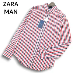 【新品 未使用】 ZARA MAN ザラ マン 通年 SUPER SLIM FIT★ 長袖 ボタンダウン ギンガム チェック シャツ Sz.M メンズ