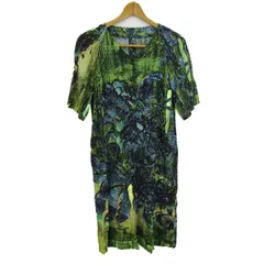 ジュンアシダ ワンピース トップス 五分袖 総柄 レディース 7サイズ 青×緑 jun ashida 【中古】