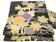 平和屋着物●アンティーク　大正ロマン　九寸名古屋」　駒刺繍　流水枝花文　金糸　正絹　逸品　 CAAX7284hy