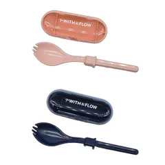 フロージー 抗菌コンパクト 先割れスプーン サブヒロモリ コンパクト ネイビー おしゃれ 携帯カトラリー 食洗機対応 ピンク 折りたたみ 日本製のサムネイル