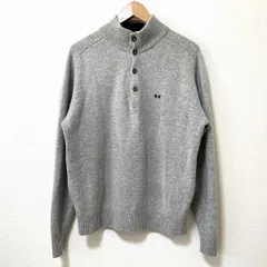#wnc マクレガー McGREGOR ニット・セーター L グレー ハイネック ウール ボタン ロゴ刺繍 シンプル 美品 メンズ [957659]