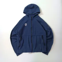 adidas アディダス フルジップパーカー ロゴプリント ネイビー M相当　B202507