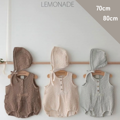 【新品未使用】【韓国子供服ブランド正規品】Lemonade　ロンパース　ボンネット　２点セット　ベビー　韓国子供服　70cm 80cm Made in Korea