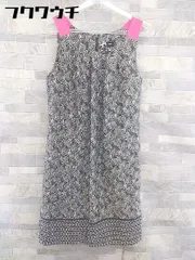 ◇ Sinequanone シネカノン バックジップ ノースリーブ 総柄 膝丈 ワンピース サイズ38 ブラック ホワイト レディース  【1102260008860】