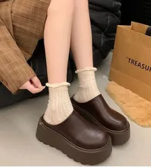 サボサンダル サボ サンダル レディース 厚底 サンダル風 裏起毛 プラットフォーム ソール 8cmヒール シューズ かかとなし 痛くない 美脚 ムートン サボ サンダル モコモコ あったか フェイク#zjjj3114