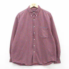 XL/古着 エディーバウアー 長袖 ブランド シャツ メンズ 00s 大きいサイズ コットン ボタンダウン 紺他 ネイビー チェック 25mar25 中古 ト