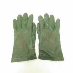 グッチ GUCCI 美品 レザーグローブ 手袋 皮革 イタリア製 緑 グリーン IBO57のサムネイル
