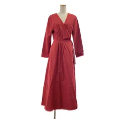 Uhr / ウーア | シアサッカー カットオフ ラップ ドレス ベルテッド ノーカラー コート | 36 | レッド | レディース