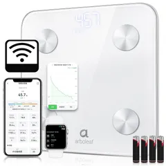 新品 arboleaf 体重計 スマホ連動 WiFi/Bluetooth対応 体組成計・体脂肪計 2024最新 Smart Scale ヘルスメーター 【アプリ対応/登録者無制限/自動認識/飲食記録/GoogleFit/Fitbit/appleヘルスケア連携/