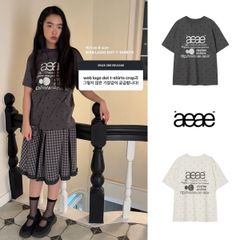 新品 韓国 AEAE エーイーエーイー WEB LOGO DOT T-SHIRTS 半袖 ロゴ 水玉 人気 半袖 Tシャツ リボン ファッション Y2K 人気 【2色選択可能】