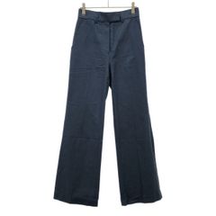 mame kurogouchi マメ クロゴウチ 23SS Geometric Silk Cotton Jacquard Flared Trousers フレアトラウザーパンツ MM23SS-PT012 ブルー 1