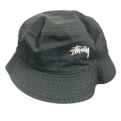 美品 STUSSY ステューシー STOCK BUCKET HAT ロゴ刺繍 バケットハット 帽子 1321023 L/XL ブラック メンズ レディース 古着 中古 USED