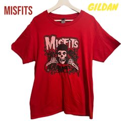 MISFITS レッド Tシャツ Lサイズ  GILDAN 古着  パンク ハードコア スカル