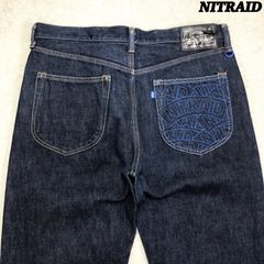 NITRAID デニムパンツ ジーパン ジーンズ ワンウォッシュ ロゴ刺繍 Dカン Lサイズ 青系 インディゴブルー ナイトレイド
