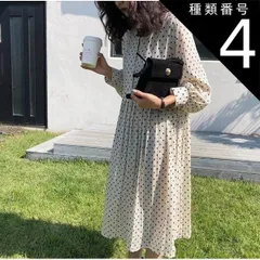 種類4：赤/XL ドットワンピース ワンピース プリーツスカート シャツワンピース 膝丈 ひざ丈 膝下 袖あり 長袖 襟付き スタンドカラー 切り替えデザイン 大人可愛い きれいめ 上品 おしゃれ お洒落 レトロ 大人女子 ドット柄 水玉 春 秋 冬 10代 