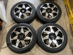 【2506034】スタッドレス LEHRMEISTER LMG shuriken 17インチ 6.5J +42 PCD100 4H + GRIPMAX GRIP ICE X 195/60R17 2022年 6.5mm 7mm ライズ ロッキー 等