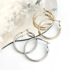 選べる2色！付けっぱなしOK！ディリー シンプル フープピアス サージカルステンレス 【ste61】