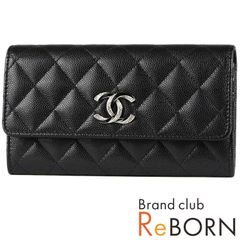 CHANEL/シャネル　マトラッセ ミディアム フラップ ウォレット/二つ折財布　グレインド カーフ/キャビアスキン×ストラス　ブラック×ゴールド金具　AP3339　ランダム番【未使用品】