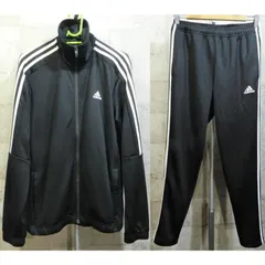 美品 アディダス ジャージ 上下セットアップ 黒白 M メンズ テーパード adidas ブラック/ホワイト