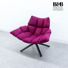 【中古品】B&B ITALIA ビーアンドビーイタリア HUSK ハスク ラウンジ スウィベル チェア ファブリック パープル パトリシア・ウルキオラ 定価90万【1】