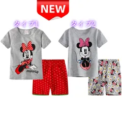 ✨新品✨ディズニー ミニーマウス 半袖パジャマ 子供服 キッズ 女の子 夏用 部屋着 可愛い Tシャツ&ショートパンツ グレー/レッド 上下セット 100cm 110cm 120cm 130cm 140cm 綿 コットン キャラクター キッズパジャマ 贈り物