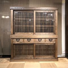 茶箪笥 昭和レトロ 古民家 飾り棚 和家具 水屋箪笥 華道具/茶道具 食器棚 fEs344JvBVmNhaWyneku2T.jpg@jpg