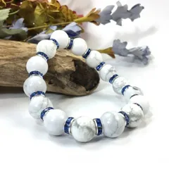 パワーストーン　ブレスレット　ハウライト　12mm 天然石ブレス （ブルー）メンズ・レディース　男性・女性　数珠ブレス　開運 浄化  [18]