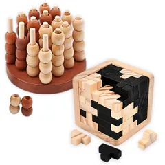 MIMIA 立体4目並べ Ｔ型 ソーマキューブ 2点セット 脳トレ 面白い ゲーム 対戦 知能 かつのう ぱずる パズル (立体4目並べ・ソーマキューブ 2点セット) [立体4目並べ・ソーマキューブ 2点セット]