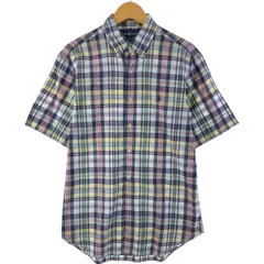 古着 ラルフローレン Ralph Lauren CLASSIC FIT 半袖 ボタンダウン チェックシャツ メンズM相当/eaa537274