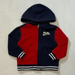 【90cm】Ralph Lauren L/S Zip Up Hoodie/ ポロ　ラルフローレン　フーディー　パーカー　長袖　赤　ネイビー