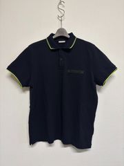 MONCLER モンクレール 半袖 ポロシャツ トップス 紺 ネイビー 蛍光 ネオンカラー メンズ レディース Lサイズ 美品