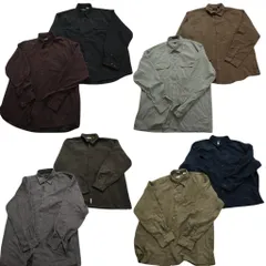 古着卸 まとめ売り フェイクスエード 長袖シャツ 8枚セット (メンズ 2XL /3XL ) ダブルフラップ 無地 単色 ブラック 黒 中古 古着 NA7381