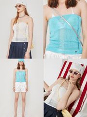【CRANK】METAL LOGO KNIT TUBE TOP